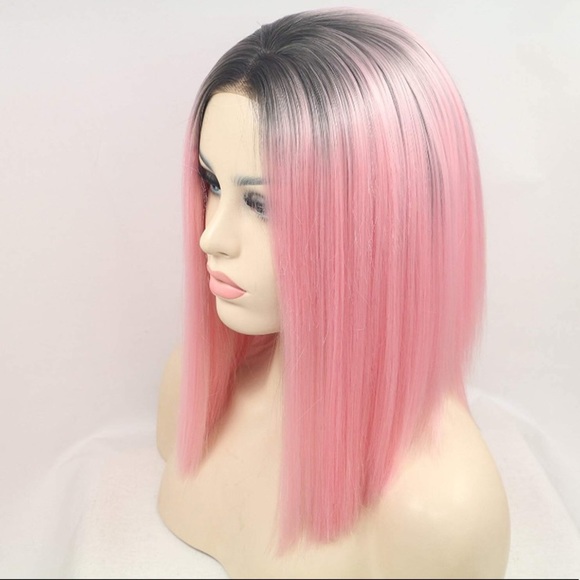 Yemi  T. 12” Pink ombré  bob LACEFRONT Wig *NWT* main image 5